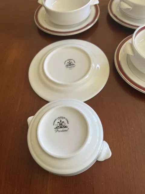 Homer Laughlin “Pristine” handled bowl and saucer plate set of 6 3