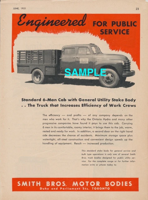 VINTAGE 1951 MAGAZINE Ad Featuring a Crewcab 1951 Chevrolet Truck Rare