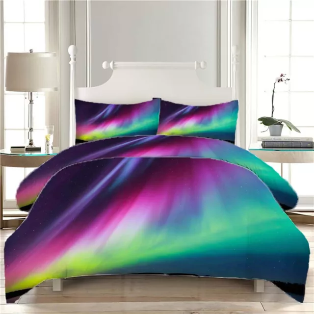 Purple Aurora Star 3D Printing Duvet Quilt Doona Covers Pillow Case Bedding Sets