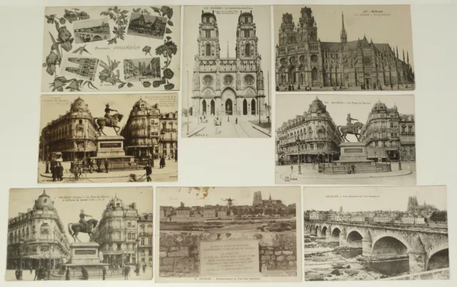 Lot de cartes postales anciennes ORLEANS monuments cathédrale place Martroi cpa