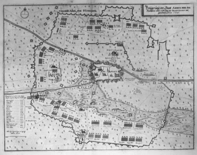 Aire-Sur-La-Lys Pas-de-Calais Map Carte Engraving Copperplate Engraving Merian