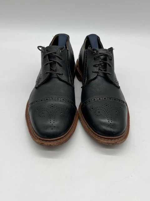 ALLEN EDMONDS “BAINBRIDGE” Cap-Toe Derby Navy Blue Leather  display picture 2
