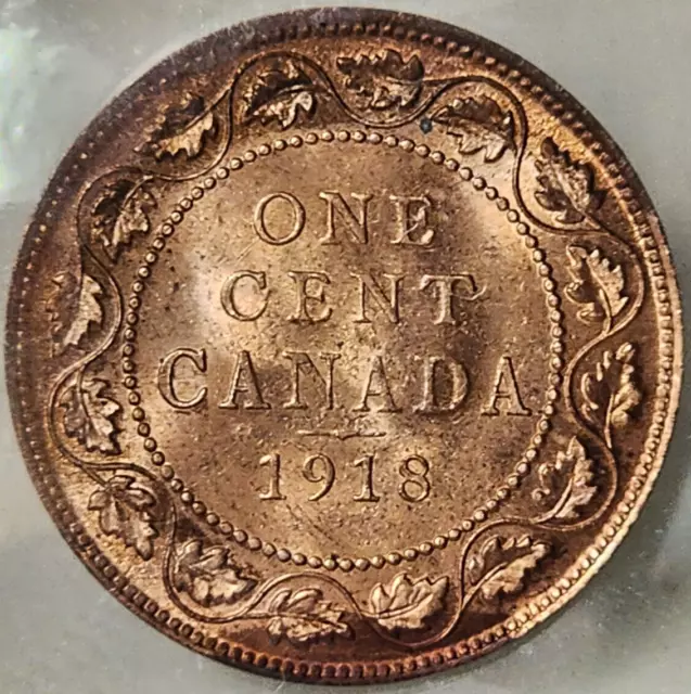 Canada George V Large Cent 1918 - Iccs Ms64 Red & Brown