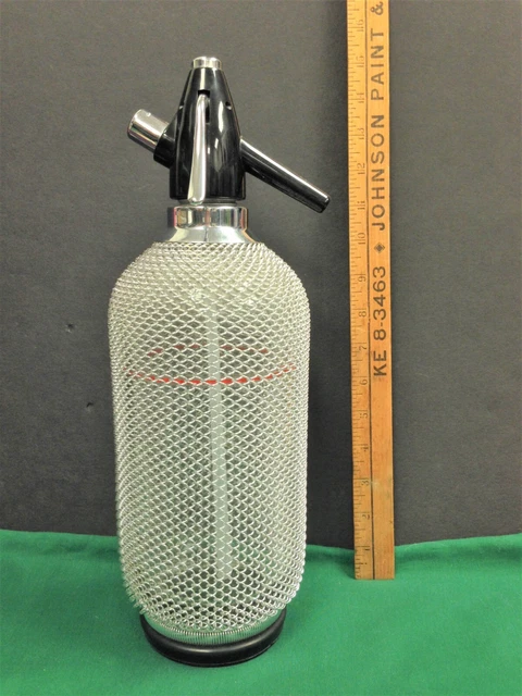 VTG Large 14"  Seltzer Bottle - Chain Wire Mesh - Red Line - M88 - Charity DS71