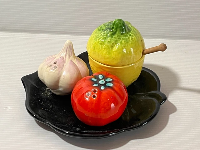 Salières En Céramique Vintage Tomates, Rouge Brillant, Fabrication Française Des Années 60 – Top Déco !