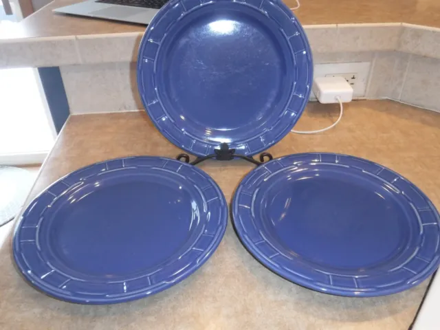 Longaberger Pottery Dinner Plate 10” AND 3 PIE PLATES 7 INCH CORNFLOWER BLUE