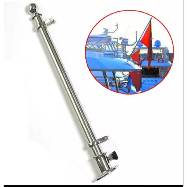 18'' Boat 316 Stainless Steel Deck Flag Pole With Socket Base