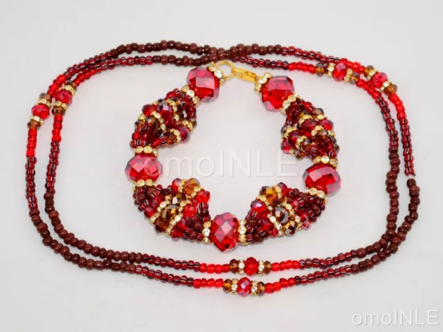 Oya Ilde Santeria Ifa Orisha Bracelet & Collar Idde Mazo Glass Beads Model 2