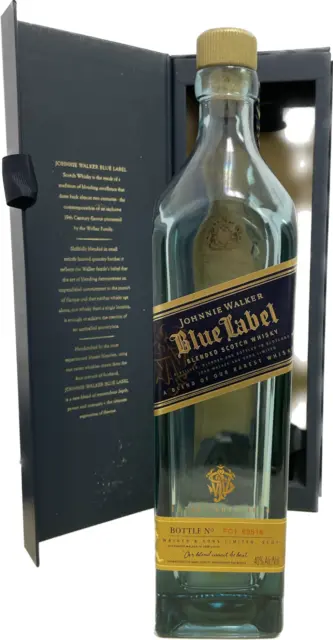 Johnnie Walker Blue Label Scotch Whiskey EMPTY Bottle 750 ml With Box