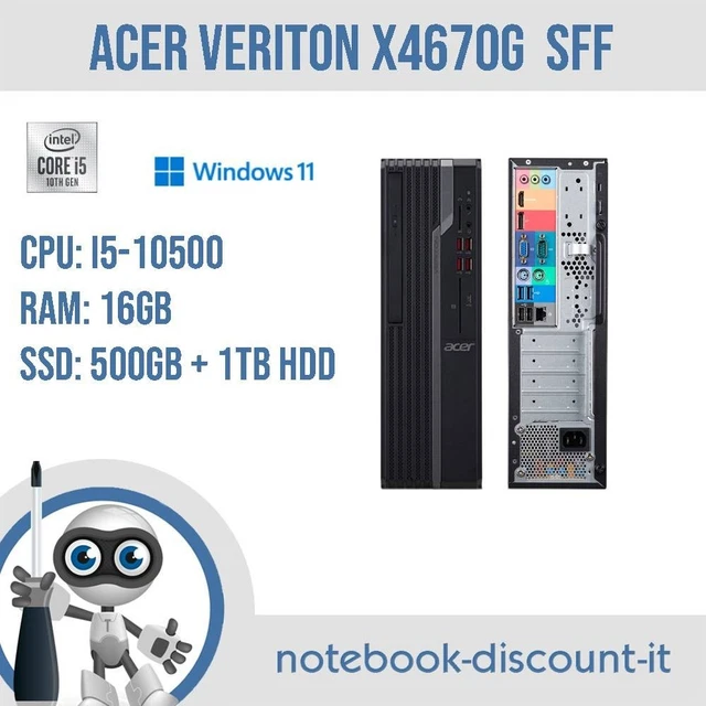 ACER VERITON X4670G PC Cpu i5-10500 Ram 16gb DDR4 500gb SSD 1Tb