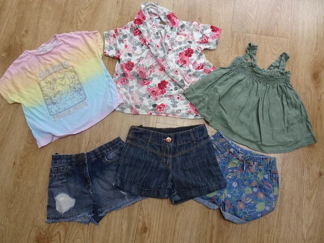 NEXT ragazze 6 pezzi vestiti estivi pacchetto pantaloncini top t shirt età 7 anni eccellenza