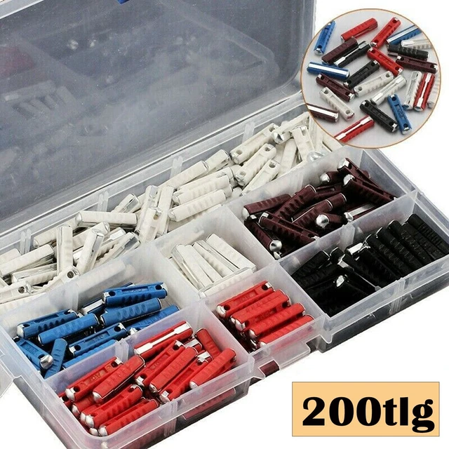 200 Pz Fusibili Siluro Auto, Fusibili Auto Continentali Set Di Ricambio Fusibili Tipo Siluro 5a 8a 16a 25a 40a Szrh Ac