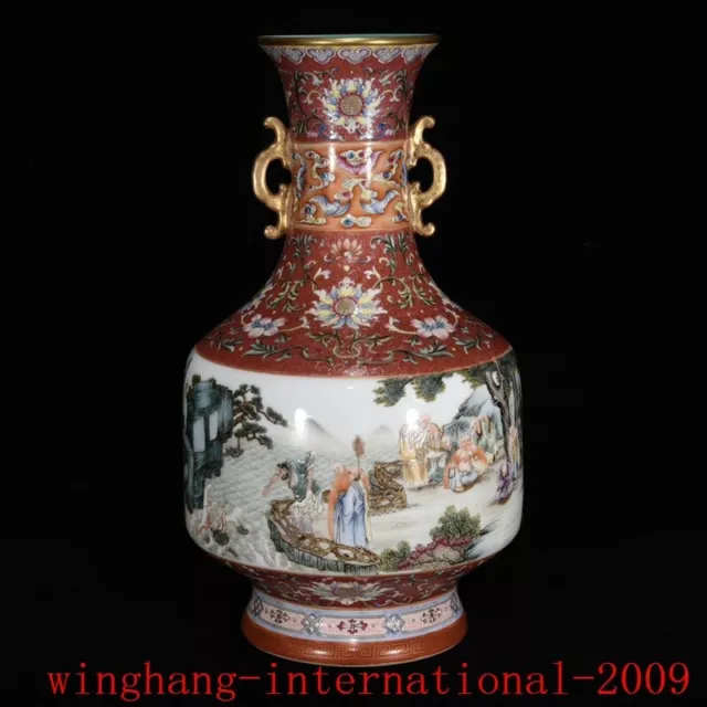 Dynasty enamel color porcelain exquisite arhat character story grain bottle vase