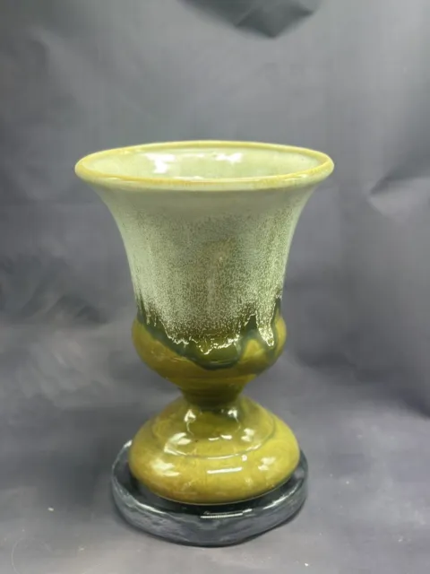 Vintage HAEGER Pottery Pedestal Large Drip Glaze Vase Shelf Sitter MCM