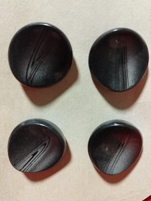 3 gros boutons vintage métal doré sous plexi décor noir et doré tbe diamètre 1.9 cm - Loisirs créatifs