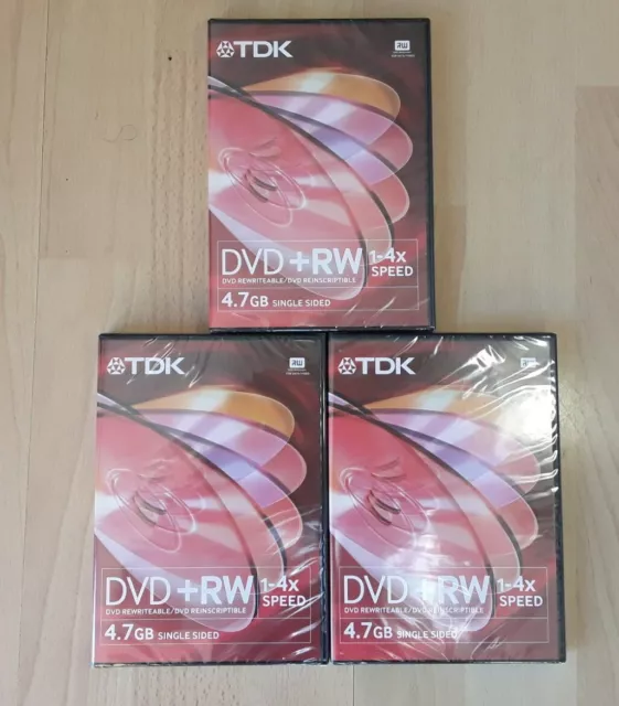 3 X TDK DVD+RW 4.7 GB,1-4 Speed.