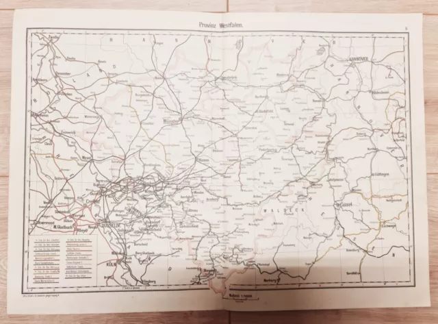 Eisenbahnen Landkarte map 1892: Provinz Westfalen