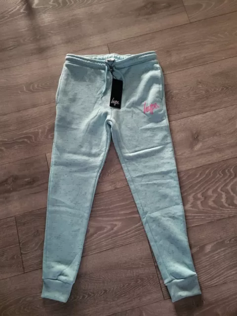 BNWT HYPE Girls Turquoise Black Soft Fleece Jersey Joggers Age 13 BNWT