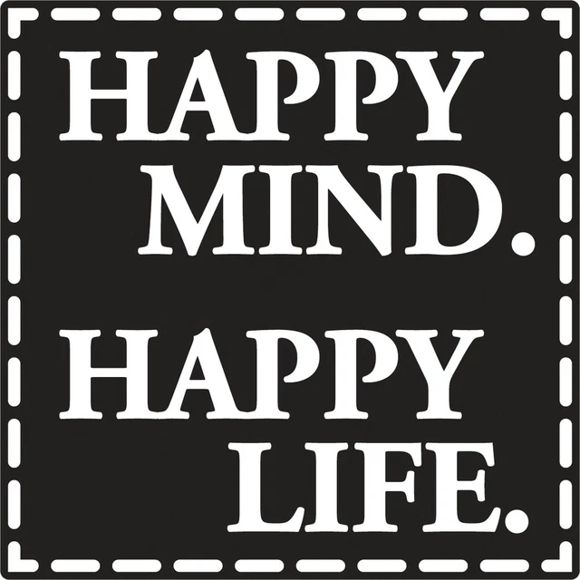 Label: "Happy Mind. Happy Life", 50x50mm, 1 Stück