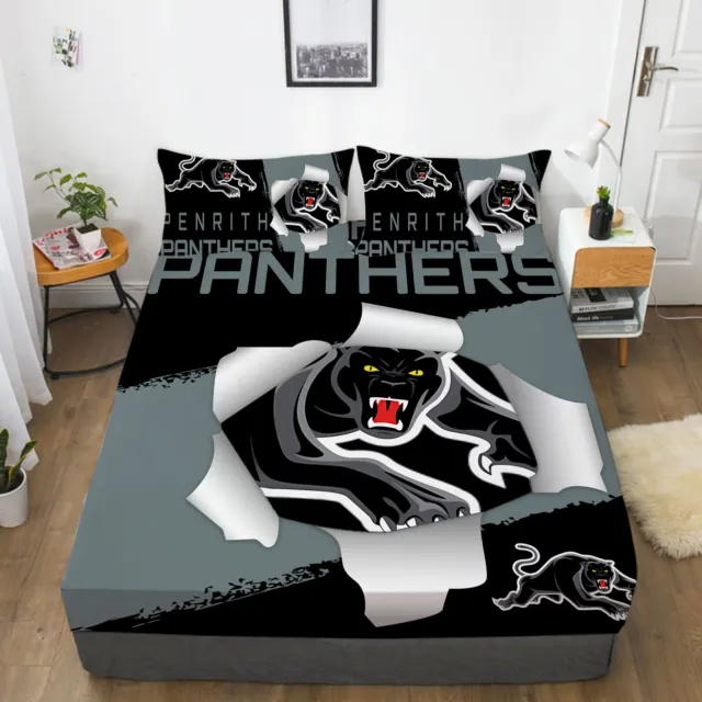 Penrith Panthers Fitted Sheet Bed Sheets Single Double King Size