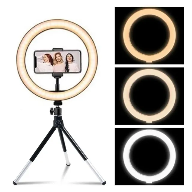 Phone Stand Photography Video Light Dimmable Three Color Ring Light
