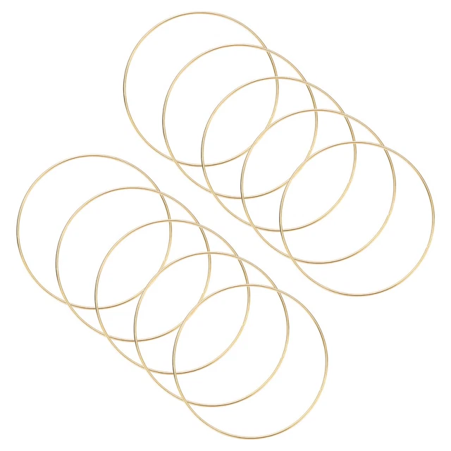 Set Da 4 Cerchi Metallici Oro Per Acchiappasogni E Macramè – Forme Di Stelle, Luna, Cuore – Diametri Da 5 A 20 Cm - 4