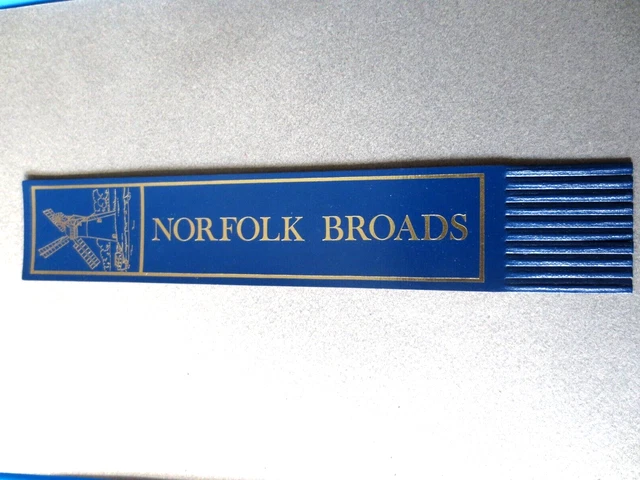 Leather BOOKMARK NORFOLK BROADS Windmill Blue Unused
