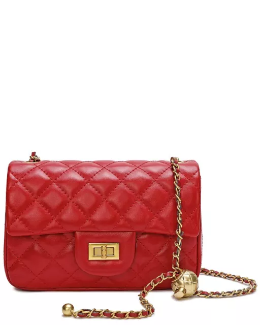 Tiffany & Fred Paris Quilted Leather Crossbody Women's Red