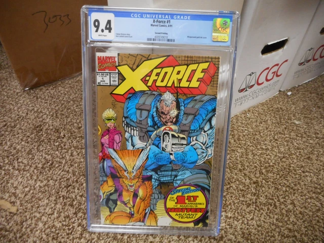 X-Force 1 cgc 9.4 Marvel 1991 2nd print WHITE pgs GOLD VARIANT Cable Rob Liefeld