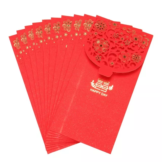 10 Sobres Rojos Chinos Sobres de Dinero de la Suerte Paquete Rojo de Boda p9396