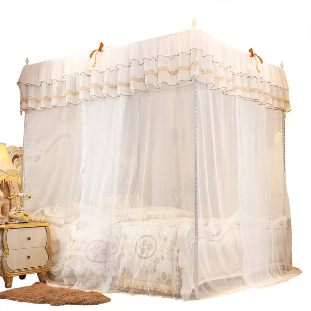 (S)Luxury Princess Four Corner Post Bed Curtain Canopy Netting Mosquito Ne AU