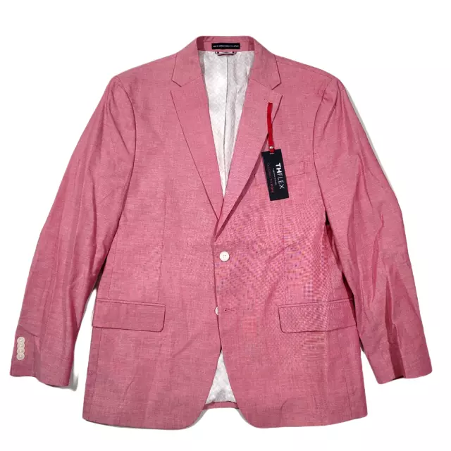 Tommy Hilfiger Modern-Fit Red Chambray Blazer Sport Coat Mens 44R 44