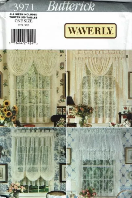 Butterick Sewing Pattern 3971 Lace Curtains Draperies Valances WAVERLY