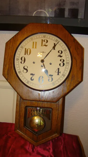 Howard Miller Regulator Westminster Chime Clock Inlaid Wood