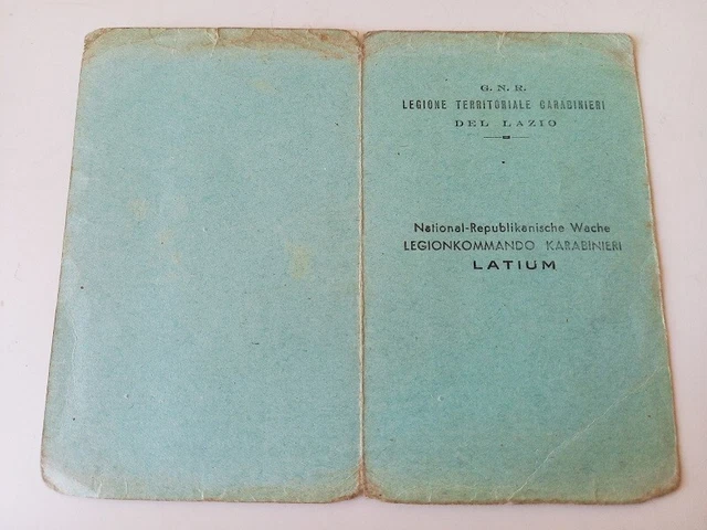 Tessera Rsi Capitano Carabinieri Reali 1944