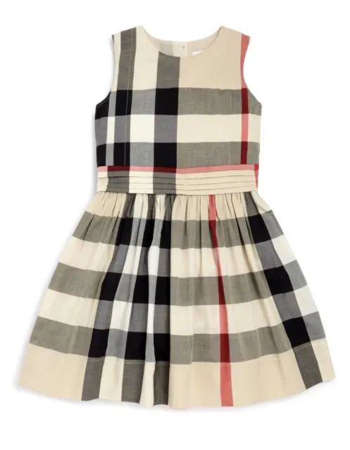 NEW $250 Burberry Girls Checked “Alenna” Dress, Size 6Y/116cm