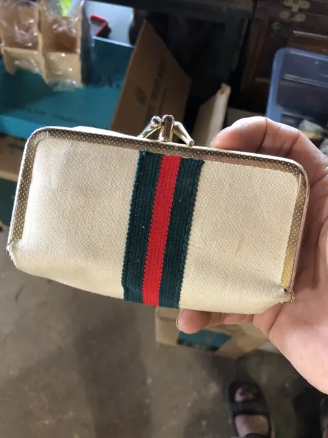 Vintage Gucci 1960s Gucci Stripe Coin Purse Sewing Kit Travel Compact Manicure