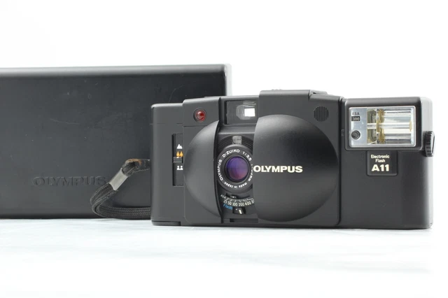 T [ NEAR MINT ] OLYMPUS XA2 Black Point & Shoot w/Box + A11 Flash from JAPAN
