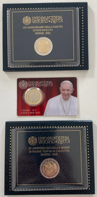VATICAN 2022 - 2 COFFRETS 2€ BU & COIN CARD 1€ n°1 - MERE THERESA & PAPE PAUL VI