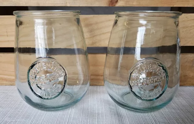 Set Of 2 San Miguel Authentic 100% Recycled Glass Stemless Wine Glasses