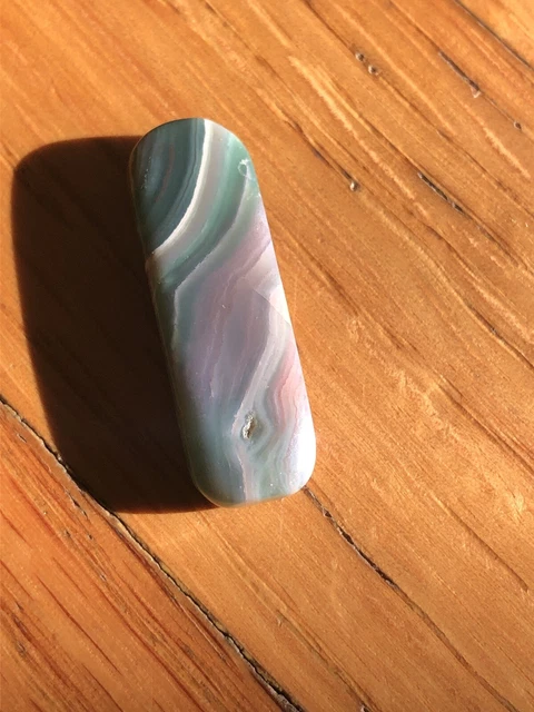 Green Banded Agate  10x31 FREEFORM FOCAL PENDANT BEAD JASPER Old Stock