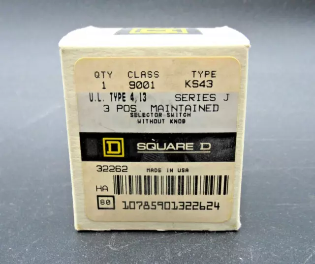 Square D 9001KS43/KS43 Série J Maintenu Sélecteur Interrupteur 3-Position W/O