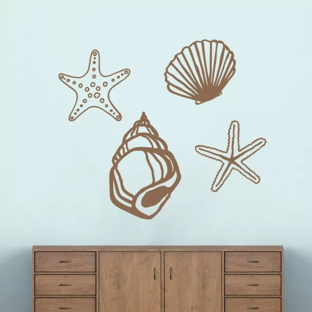 Seashells Wall Decal Set - Nautical, Shapes, Beach, Ocean, Sea Life, Bathroom