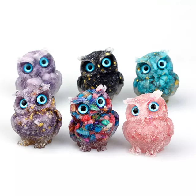3D Owl Statue Ornament Owl Decor Decorative Healing G emstone Animal Figurines