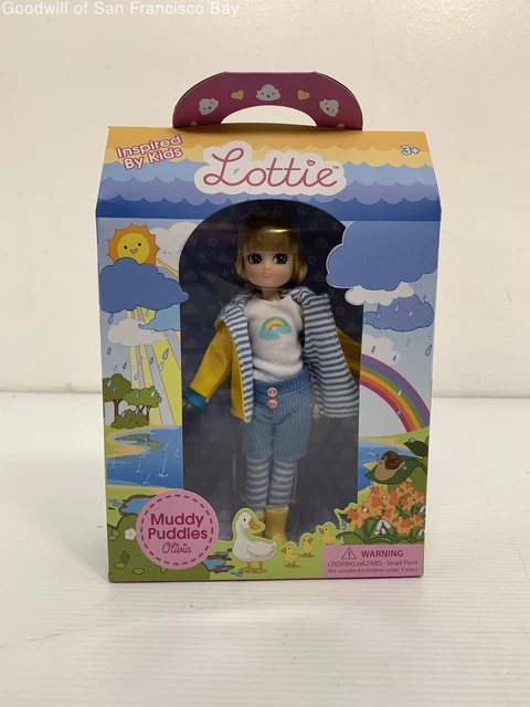 New Lottie Girl Doll Muddy Puddles Olivia Blue Eyes Blonde Hairs With Dress
