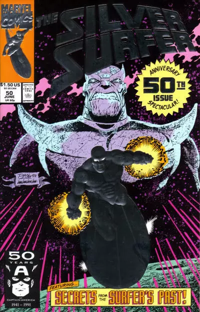 SILVER SURFER (Vol. 3) #50 VF, Thanos, Direct Marvel Comics 1991 Stock Image