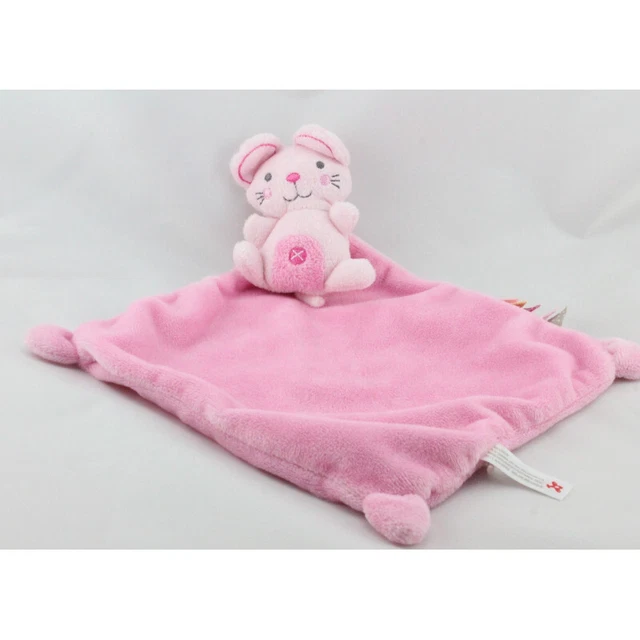 Doudou plat souris rose mouchoir NICOTOY - 17618