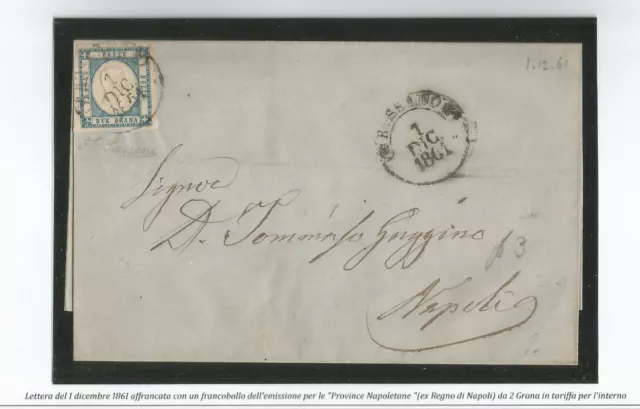Province Napoletane 1861 - 2 grana azzurro su lettera da Rossano