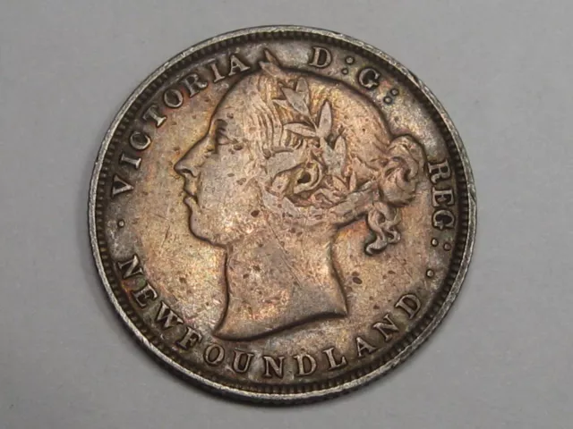 Nice Middle Grade 1890 Silver 20¢ Cent Newfoundland CANADA Victoria. #26