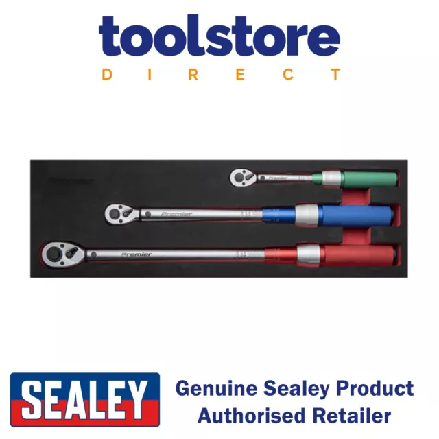 SEALEY-STW900SET 3 piece micrometre torque wrench kit, 1/4in, 3/8in, & 1/2in.